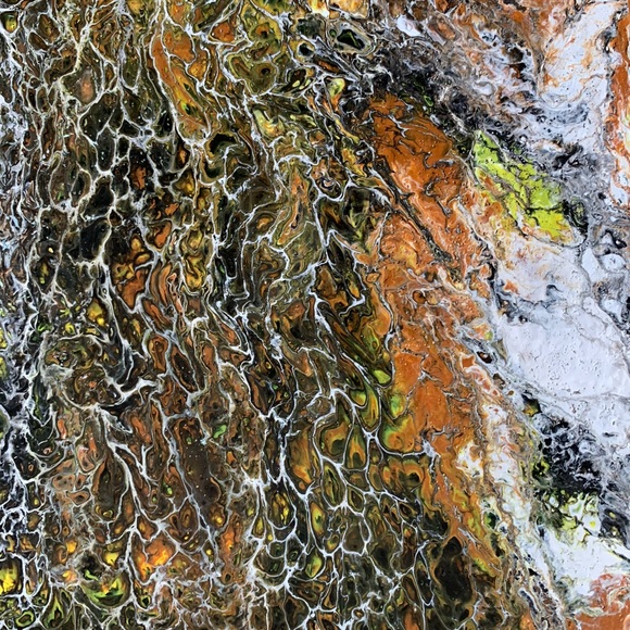 Original Artwork Canvas Painting Peace Brown Yellow Black 16 x 12 - Picture 7 of 11